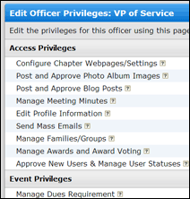 Screenshot of Custom Privileges