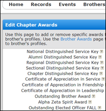 Screenshot of Chapter Awards